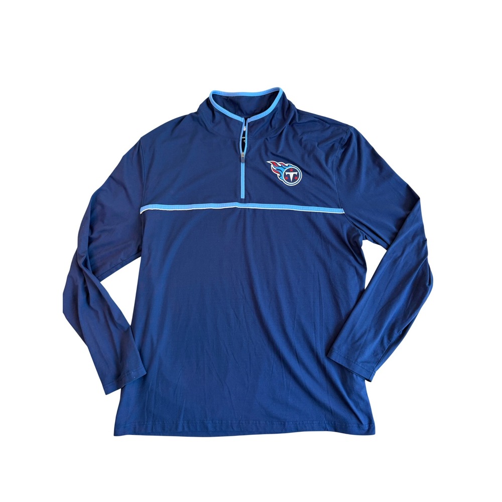 Tennessee Titans Navy Blue Quarter Zip Pullover NFL Team Apparel Shirt Mens 2XL